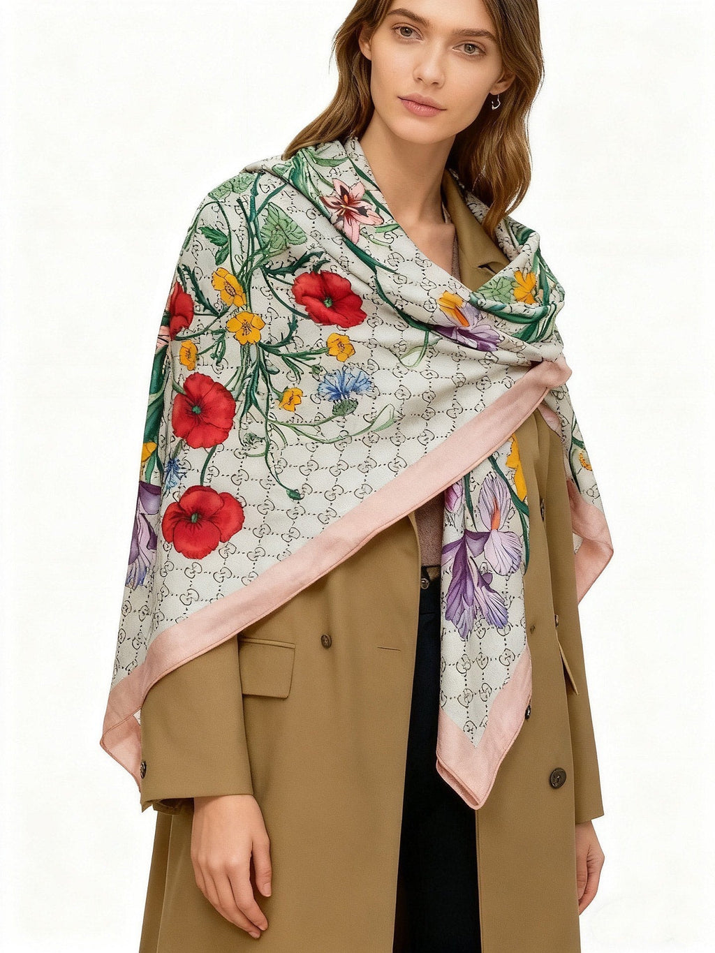 GUCCI 26S SCARF 140 IN CASHMERE AND SILK 250153