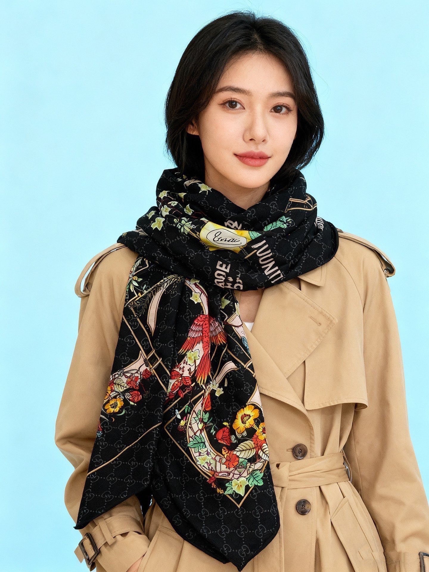 GUCCI 26S SCARF 140 IN CASHMERE AND SILK 250179