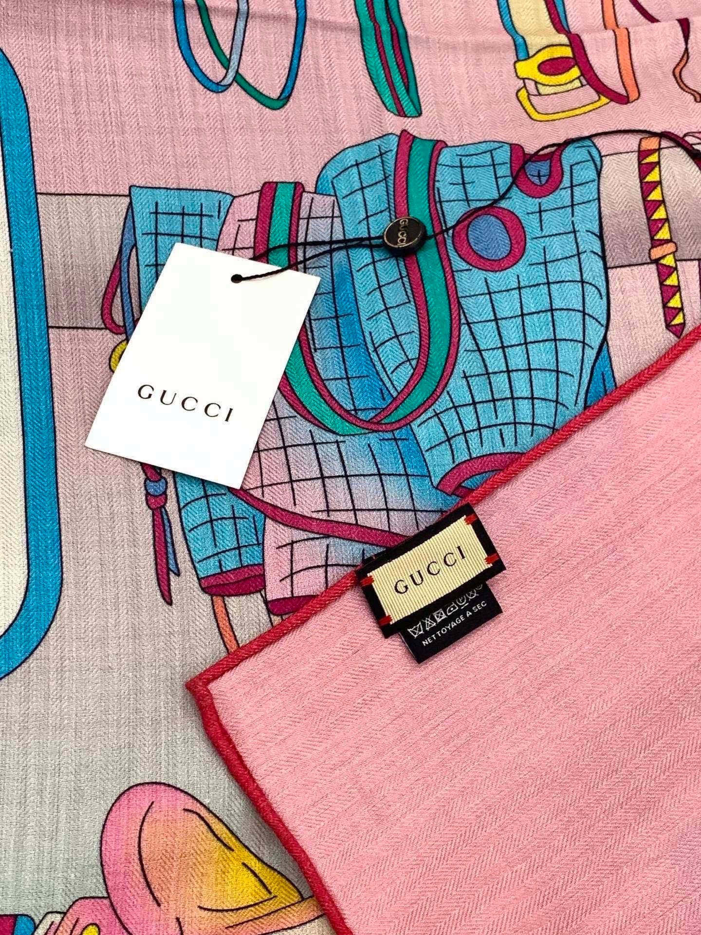 GUCCI 26S SCARF 135 IN CASHMERE AND SILK 314997