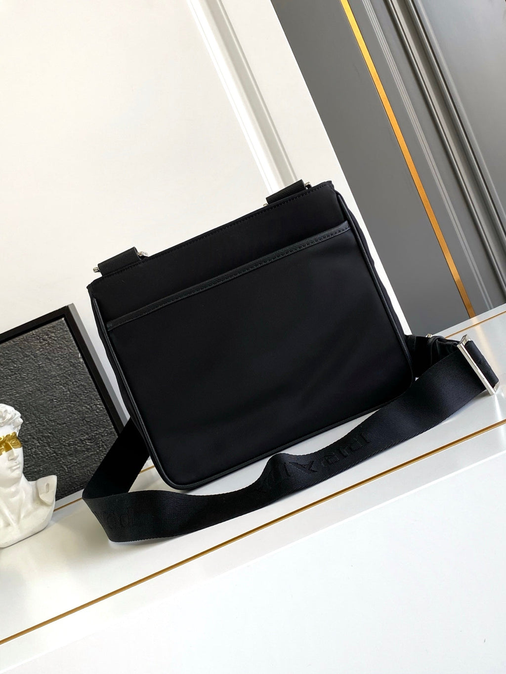 PRADA 26S SHOULDER BAG 22 IN BLACK NYLON