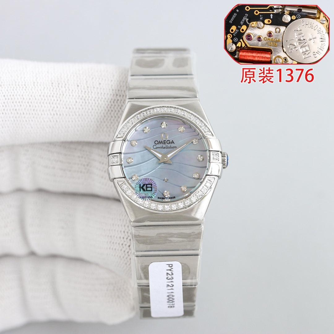 WATCH OMEGA CONSTELLATION QUARTZ 24 MM SILVER CASE WITH CRYSTAL