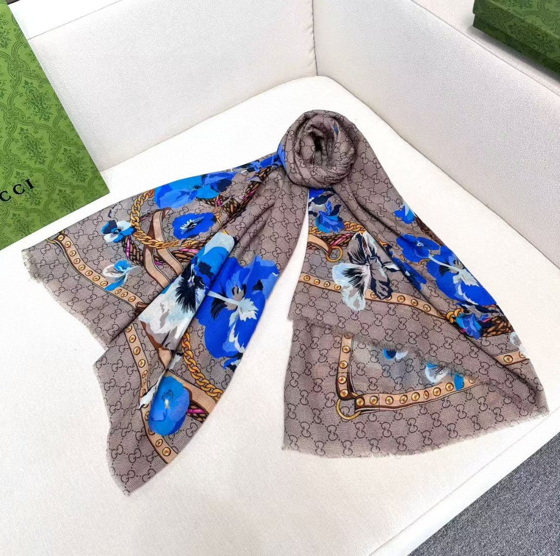 GUCCI 26S SCARF 140 IN CASHMERE AND SILK 309775