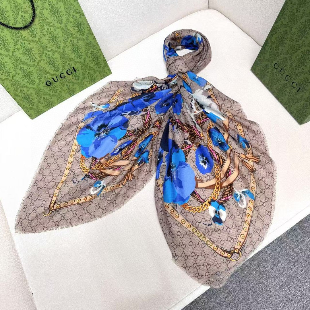 GUCCI 26S SCARF 140 IN CASHMERE AND SILK 309775