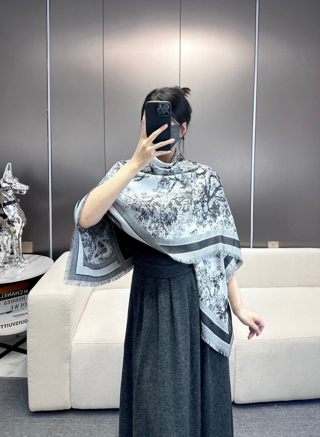 DIOR 26S SCARF 140CM IN SILK & CASHMERE 292287