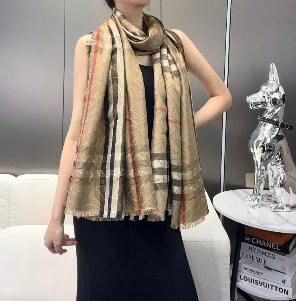 BURBERRY 26S SCARF 220CM IN SILK WOOL 318424