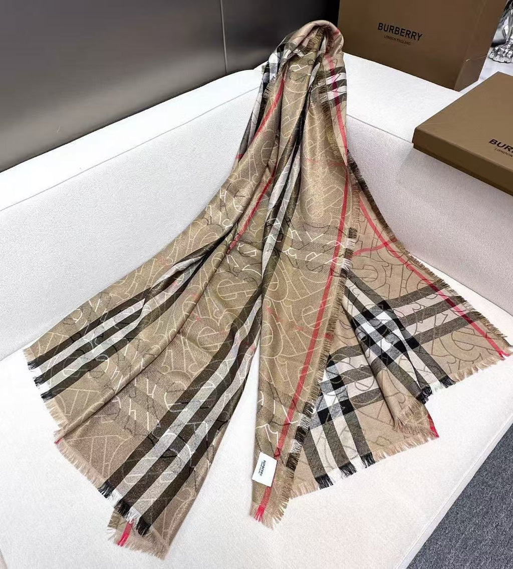 BURBERRY 26S SCARF 220CM IN SILK WOOL 318424