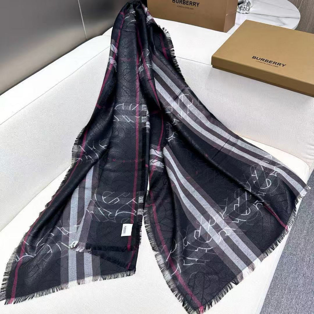 BURBERRY 26S SCARF 220CM IN SILK WOOL 318425