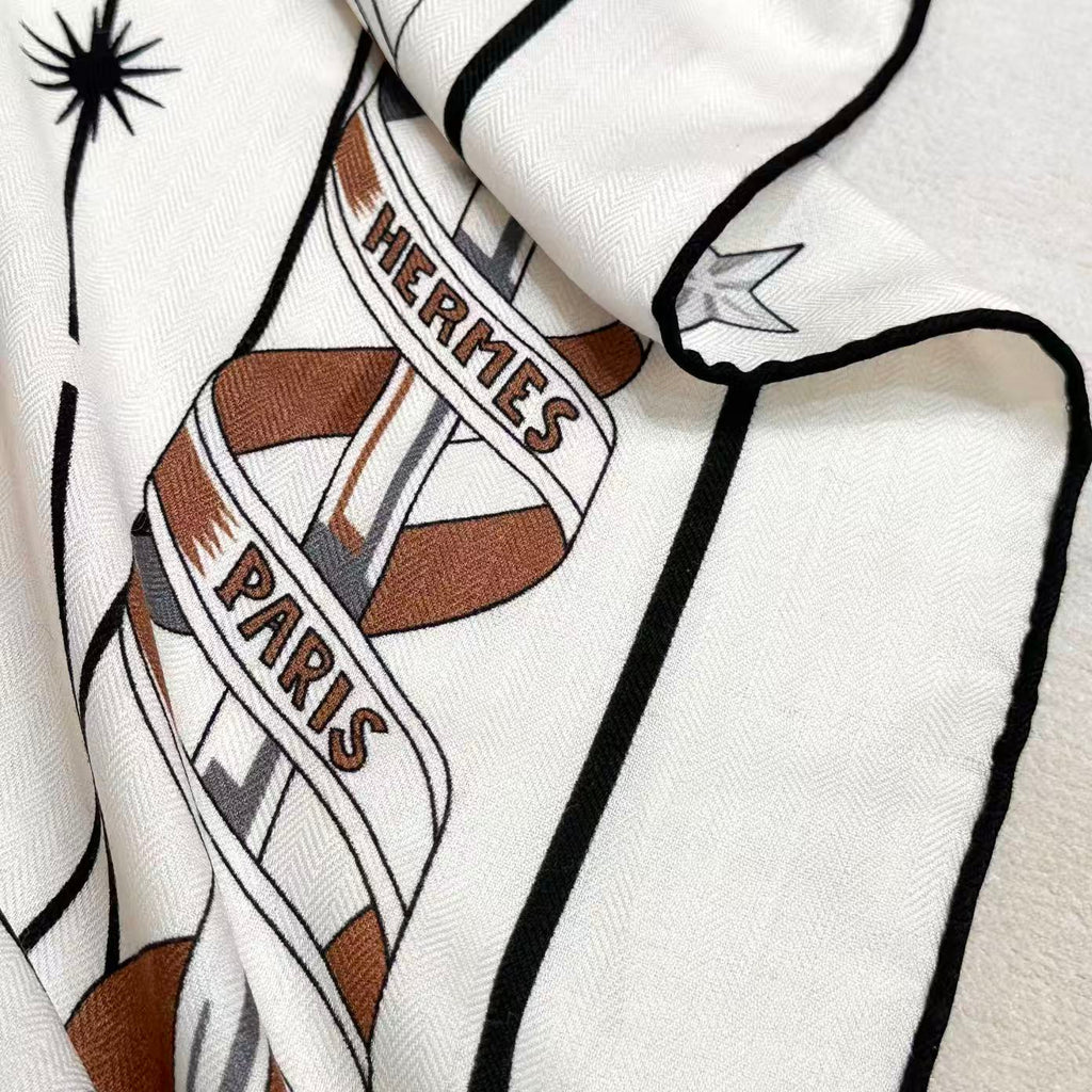 HERMES 26S SCARF 135 IN CASHMERE AND SILK 304575