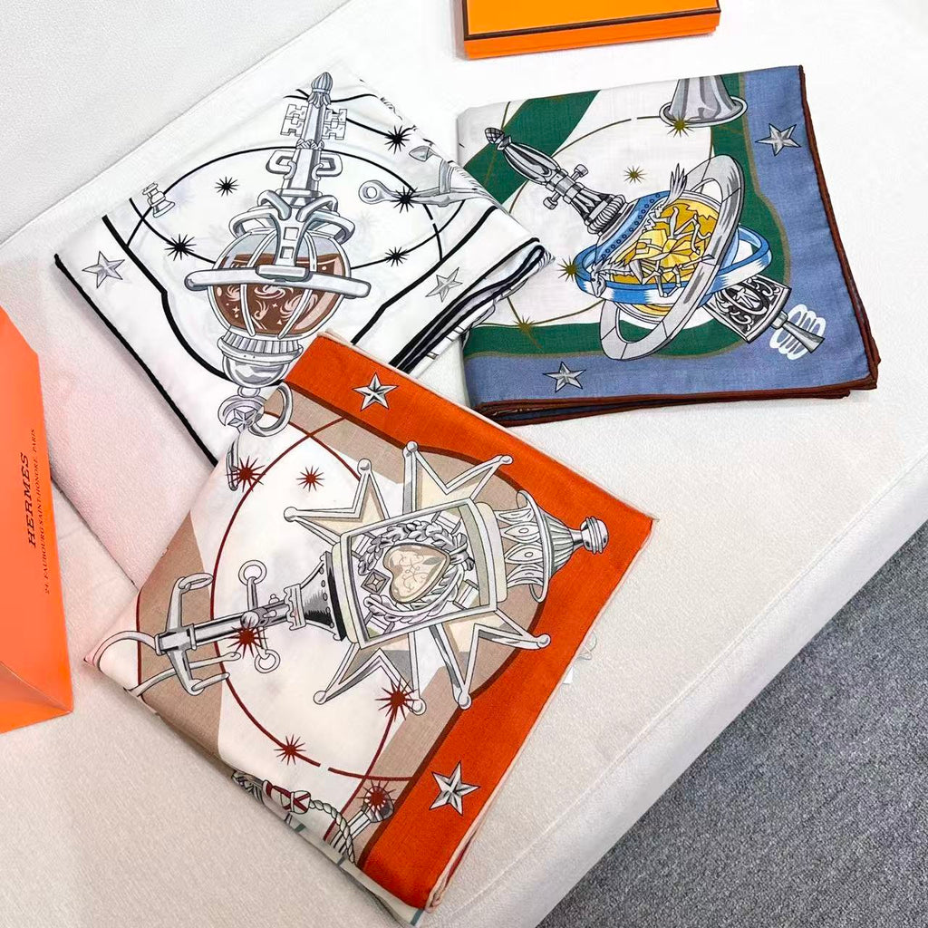 HERMES 26S SCARF 135 IN CASHMERE AND SILK 304575