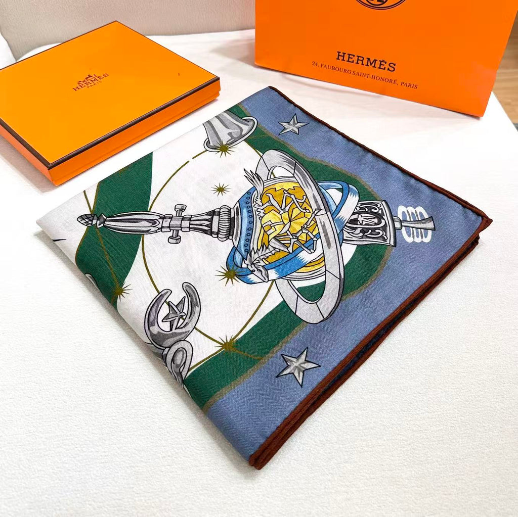 HERMES 26S SCARF 135 IN CASHMERE AND SILK 304576