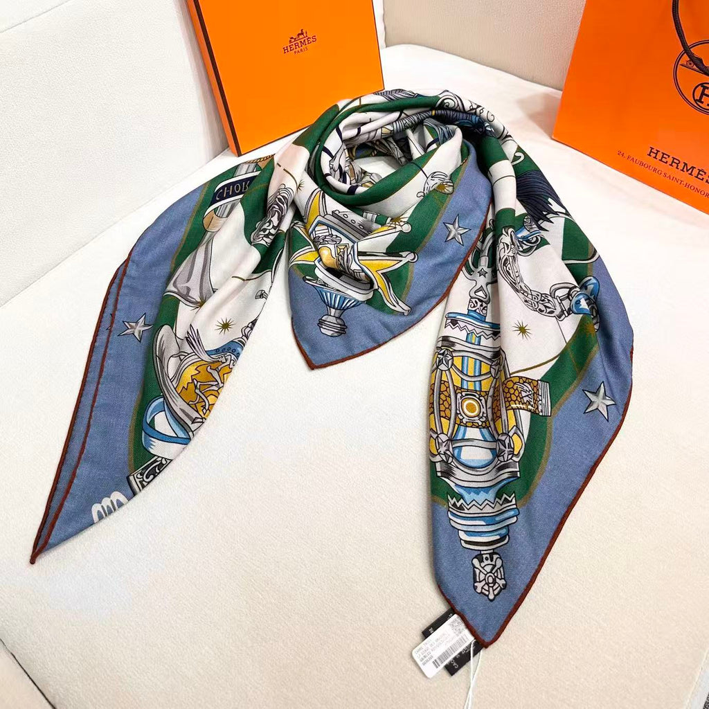 HERMES 26S SCARF 135 IN CASHMERE AND SILK 304576