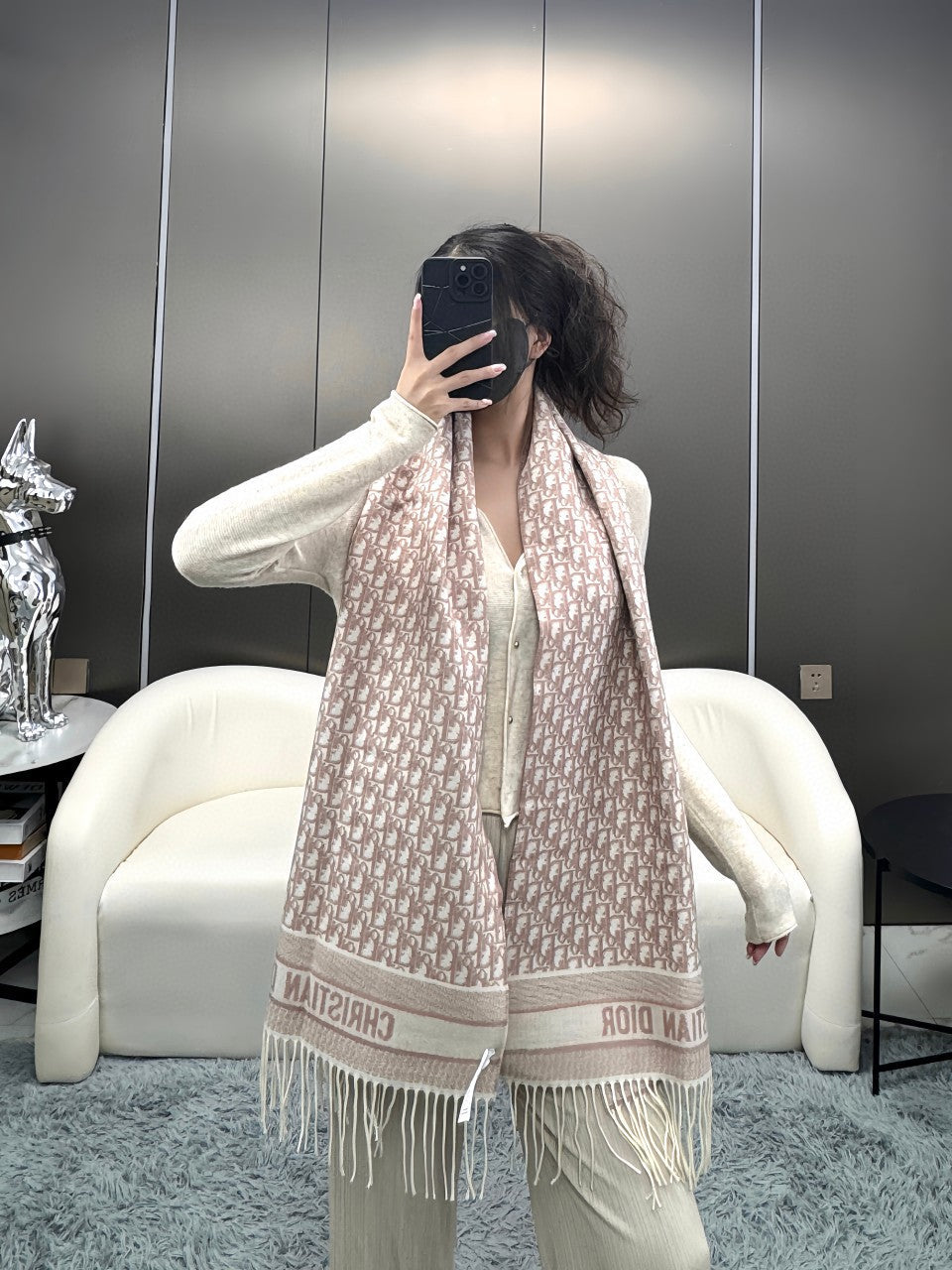DIOR 26S SCARF 180CM IN CASHMERE 286179