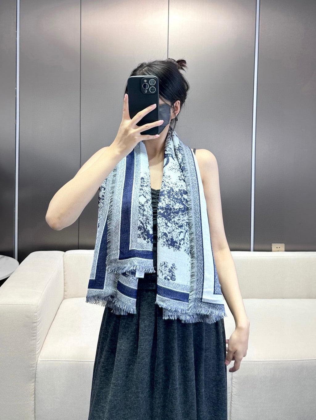 DIOR 26S SCARF 140CM IN SILK & CASHMERE 292286