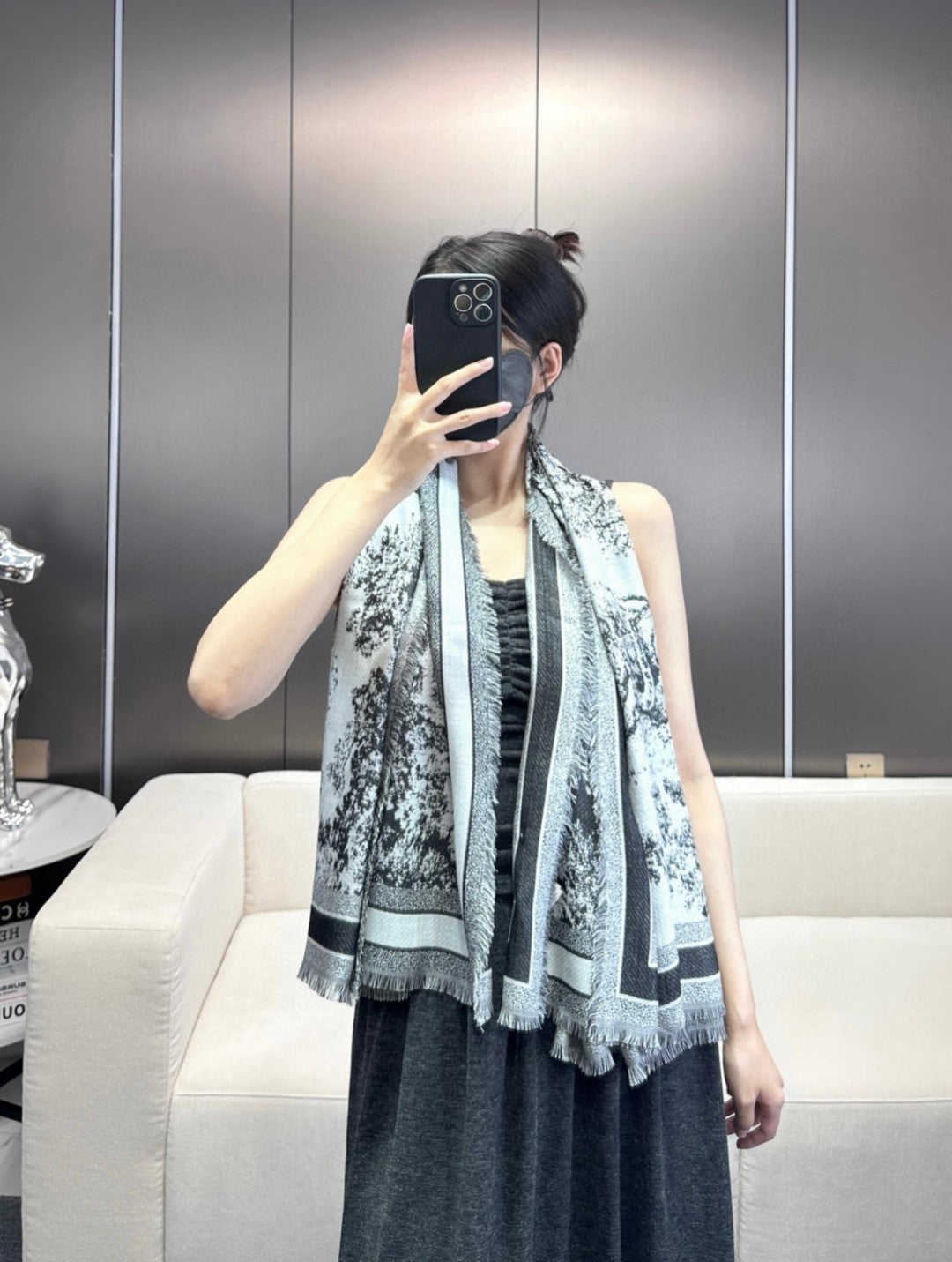 DIOR 26S SCARF 140CM IN SILK & CASHMERE 292287