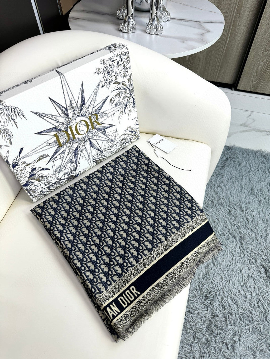 DIOR 26S SCARF 140CM IN CASHMERE SILK 313216
