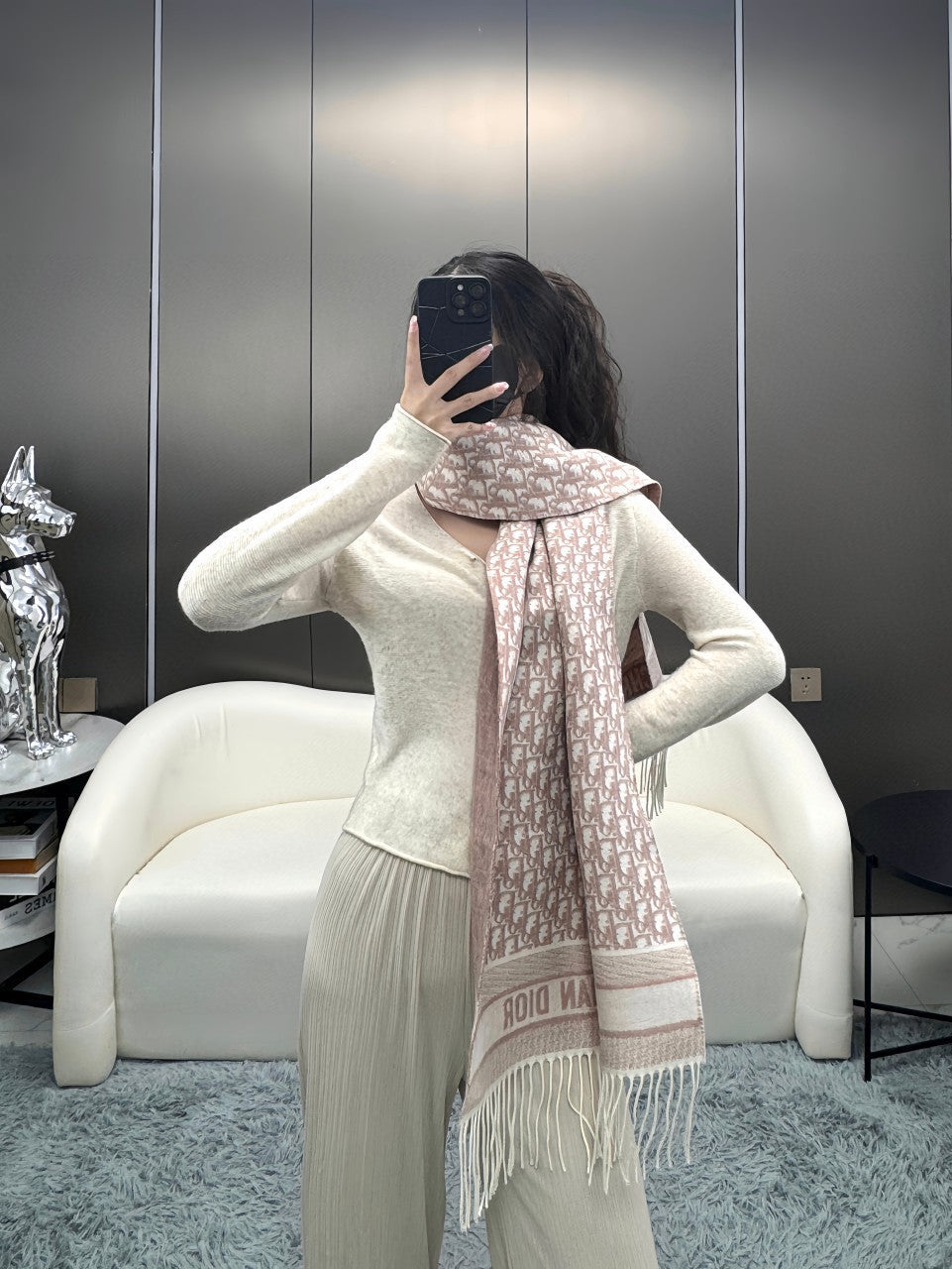 DIOR 26S SCARF 180CM IN CASHMERE 286179