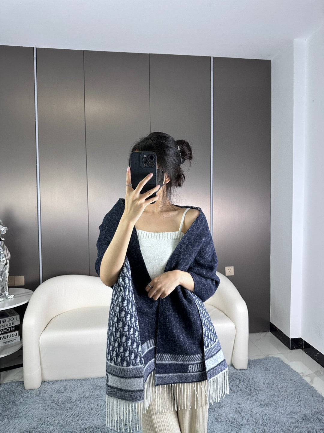 DIOR 26S SCARF 180CM IN CASHMERE 286180