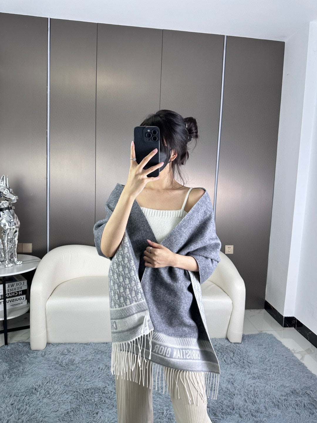 DIOR 26S SCARF 180CM IN CASHMERE 257325