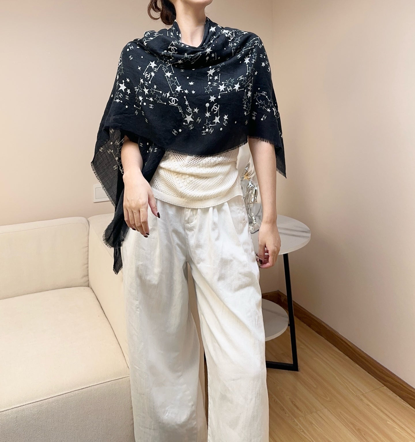 CHANEL 26S SCARF 140 IN SILK 309774