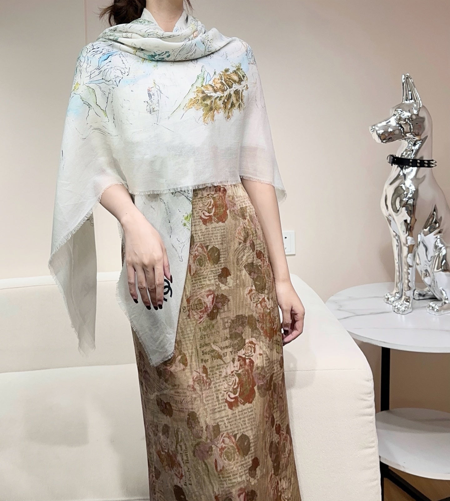 CHANEL 26S SCARF 140 IN SILK 309769