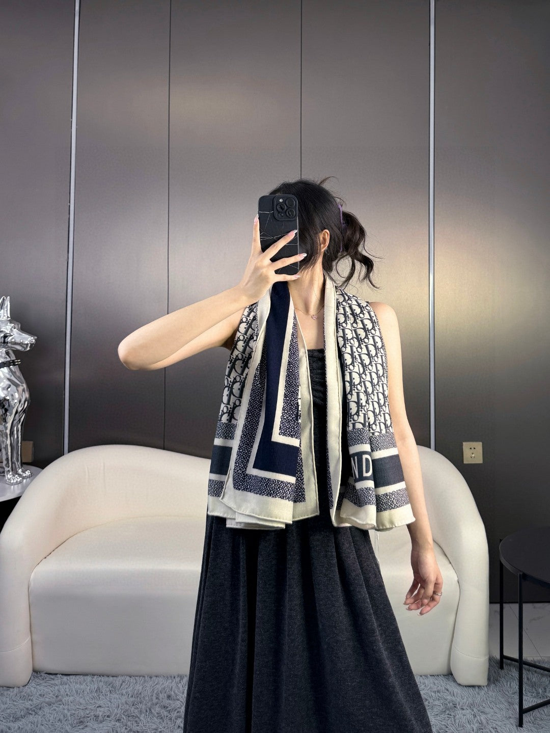 DIOR 26S SCARF 140CM IN CASHMERE SILK 304567