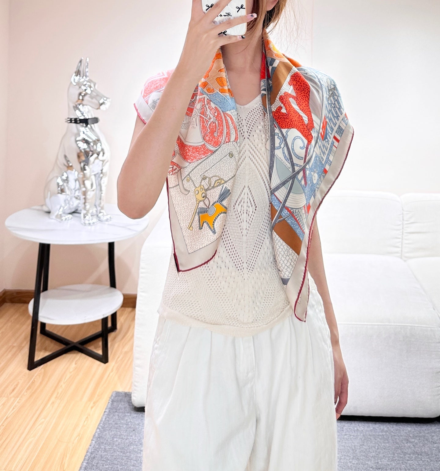 HERMES 26S PRINTED SQUARE SCARF 88 IN SILK 309440