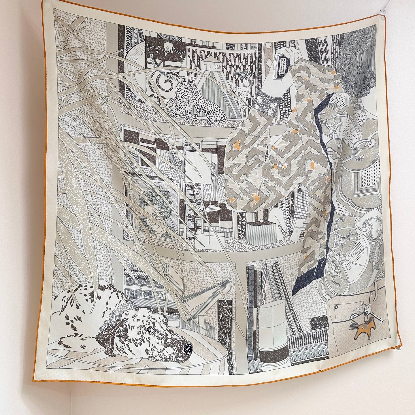 HERMES 26S PRINTED SQUARE SCARF 88 IN SILK 309441