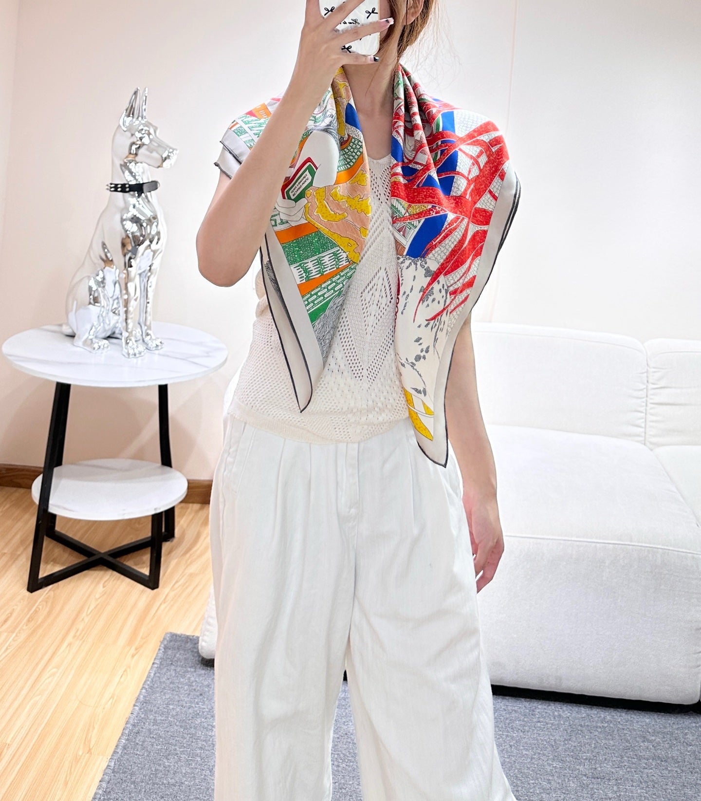 HERMES 26S PRINTED SQUARE SCARF 88 IN SILK 309443