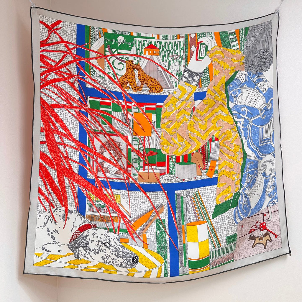 HERMES 26S PRINTED SQUARE SCARF 88 IN SILK 309443