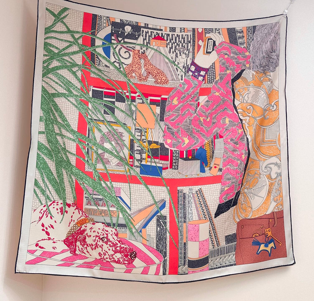 HERMES 26S PRINTED SQUARE SCARF 88 IN SILK 309444