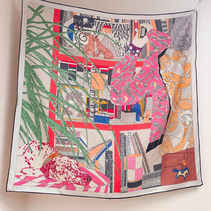 HERMES 26S PRINTED SQUARE SCARF 88 IN SILK 309444