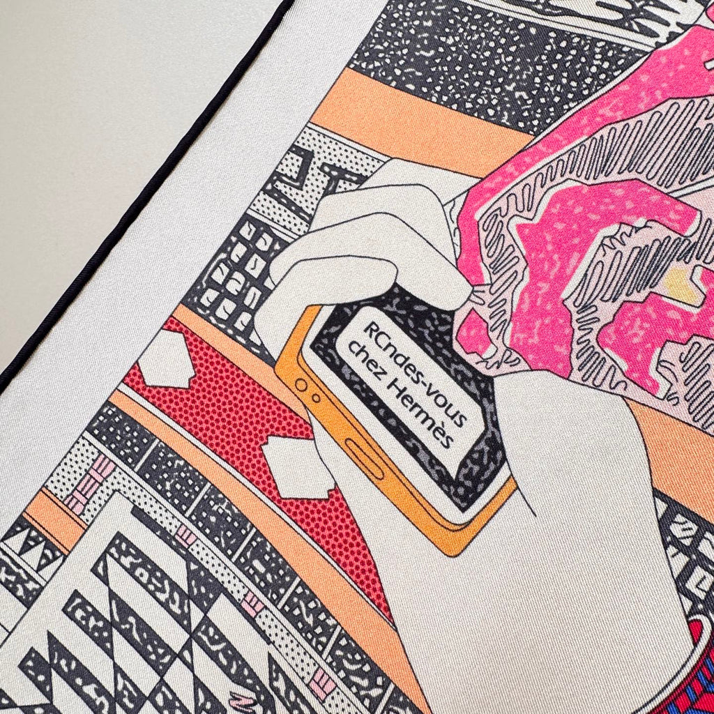 HERMES 26S PRINTED SQUARE SCARF 88 IN SILK 309444