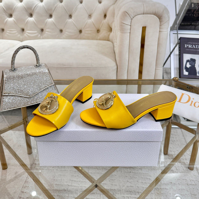 DIOR 26S HIGH-HEEL SANDALS 55MM IN YELLOW CALFSKIN WITH GOLD HARDWARE