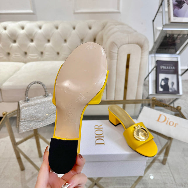 DIOR 26S HIGH-HEEL SANDALS 55MM IN YELLOW CALFSKIN WITH GOLD HARDWARE