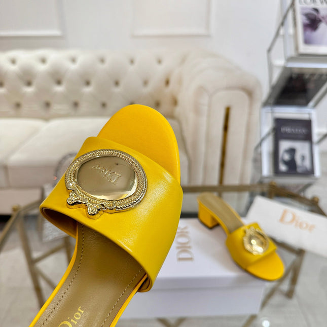 DIOR 26S HIGH-HEEL SANDALS 55MM IN YELLOW CALFSKIN WITH GOLD HARDWARE