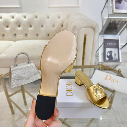 DIOR 26S HIGH-HEEL SANDALS 55MM IN GOLD CALFSKIN WITH GOLD HARDWARE