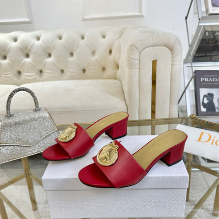 DIOR 26S HIGH-HEEL SANDALS 55MM IN DARK RED CALFSKIN WITH GOLD HARDWARE