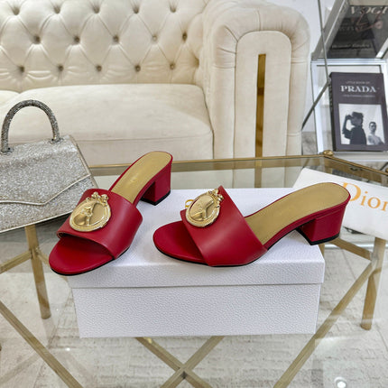 DIOR 26S HIGH-HEEL SANDALS 55MM IN DARK RED CALFSKIN WITH GOLD HARDWARE