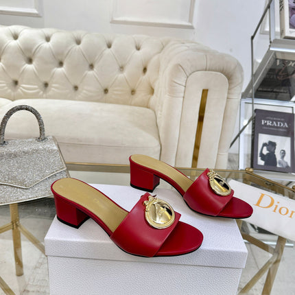 DIOR 26S HIGH-HEEL SANDALS 55MM IN DARK RED CALFSKIN WITH GOLD HARDWARE