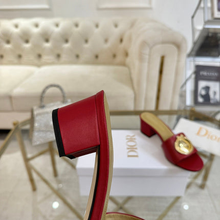 DIOR 26S HIGH-HEEL SANDALS 55MM IN DARK RED CALFSKIN WITH GOLD HARDWARE