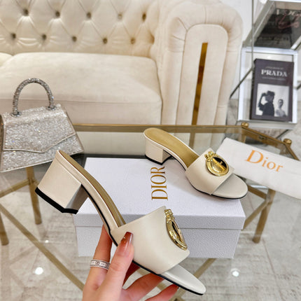 DIOR 26S HIGH-HEEL SANDALS 55MM IN LIGHT BEIGE CALFSKIN WITH GOLD HARDWARE