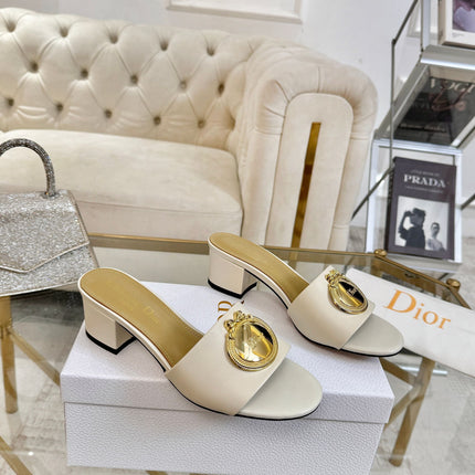DIOR 26S HIGH-HEEL SANDALS 55MM IN LIGHT BEIGE CALFSKIN WITH GOLD HARDWARE