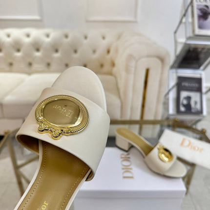 DIOR 26S HIGH-HEEL SANDALS 55MM IN LIGHT BEIGE CALFSKIN WITH GOLD HARDWARE