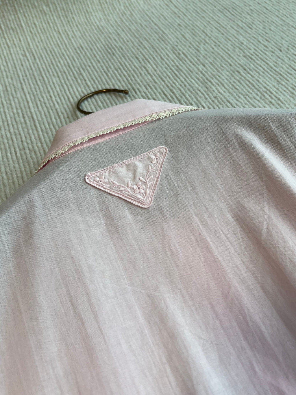 PRADA PINK EMBROIDERED LONG SHIRT