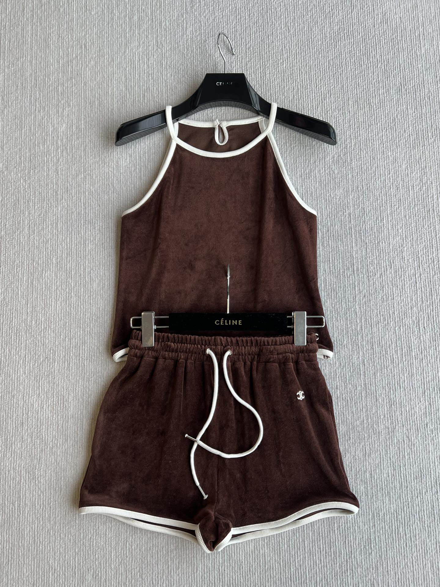 CELINE VELVET DRAWSTRING WAIST SHORTS 275633