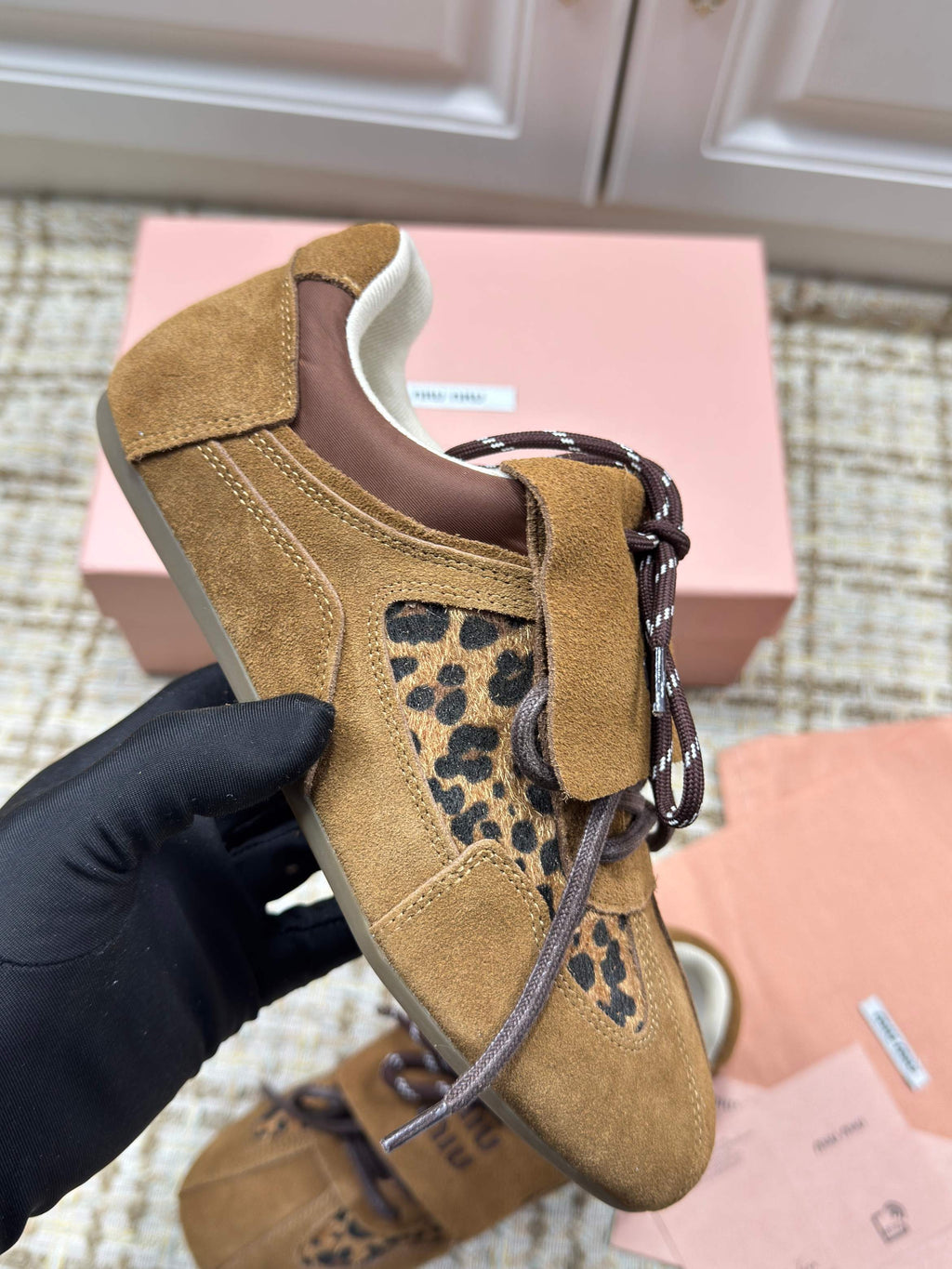 MIUMIU 26S SNEAKERS IN DARK BROWN SUEDE 01