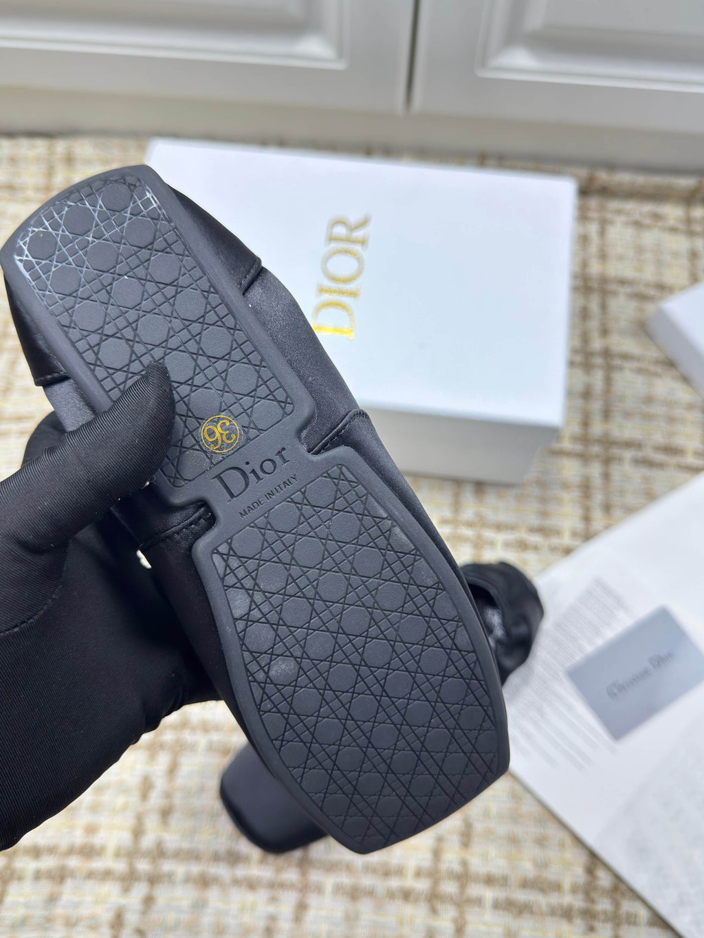 DIOR 26S LOW TOP SNEAKERS IN BLACK SATIN DIOR LOGO