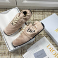 DIOR 26S LOW TOP SNEAKERS IN LIGHT PINK SATIN DIOR LOGO
