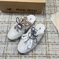 MIUMIU 26S NEW BALANCE SNEAKER MULES IN CREAM WHITE SUEDE AND MESH