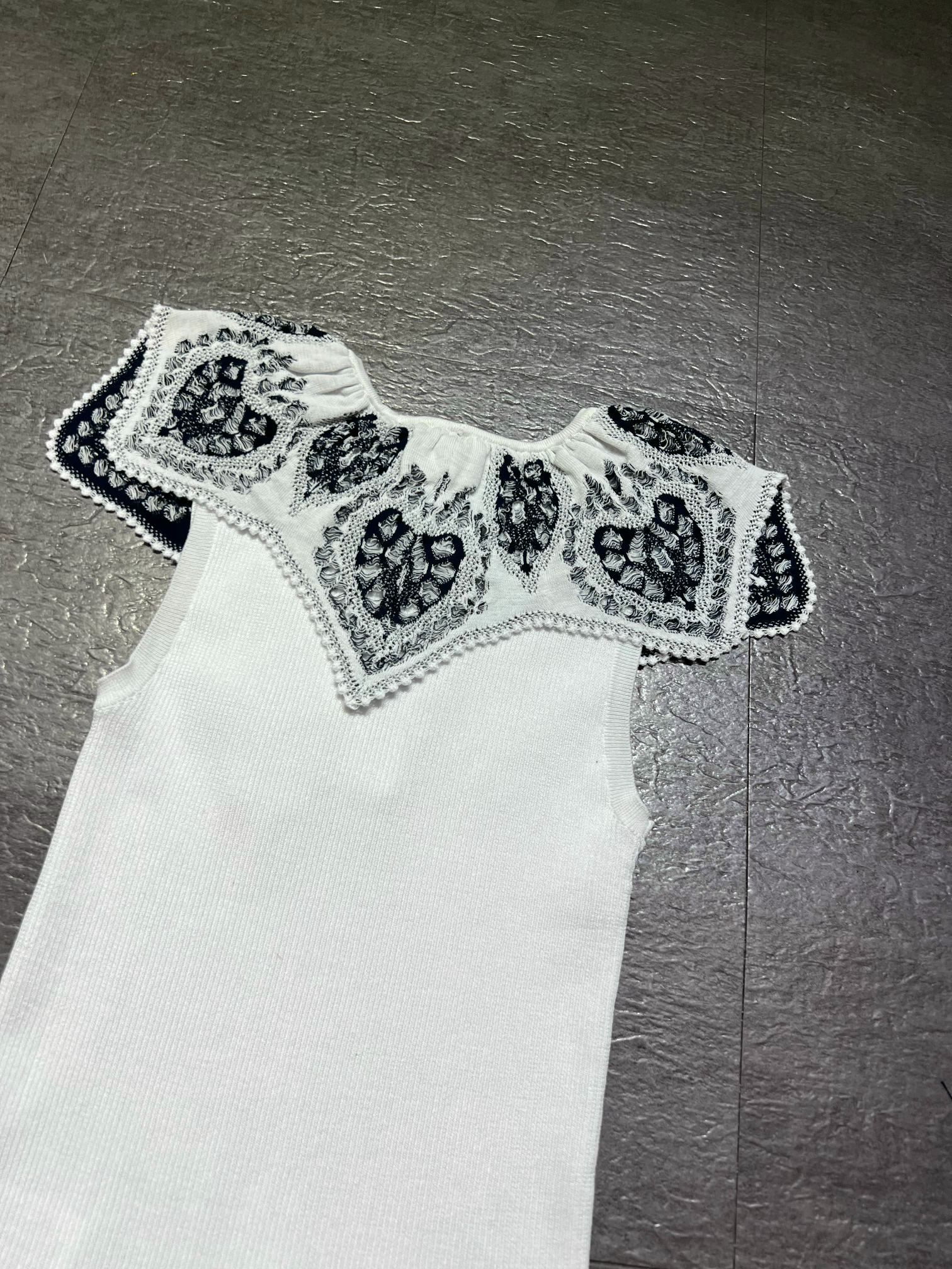 DIOR 26S LACE-COLLAR KNIT TOP 1382